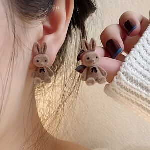 Cute Light Brown Bunny Earrings. Birthday Gift. Retro Bunny earrings 🐇